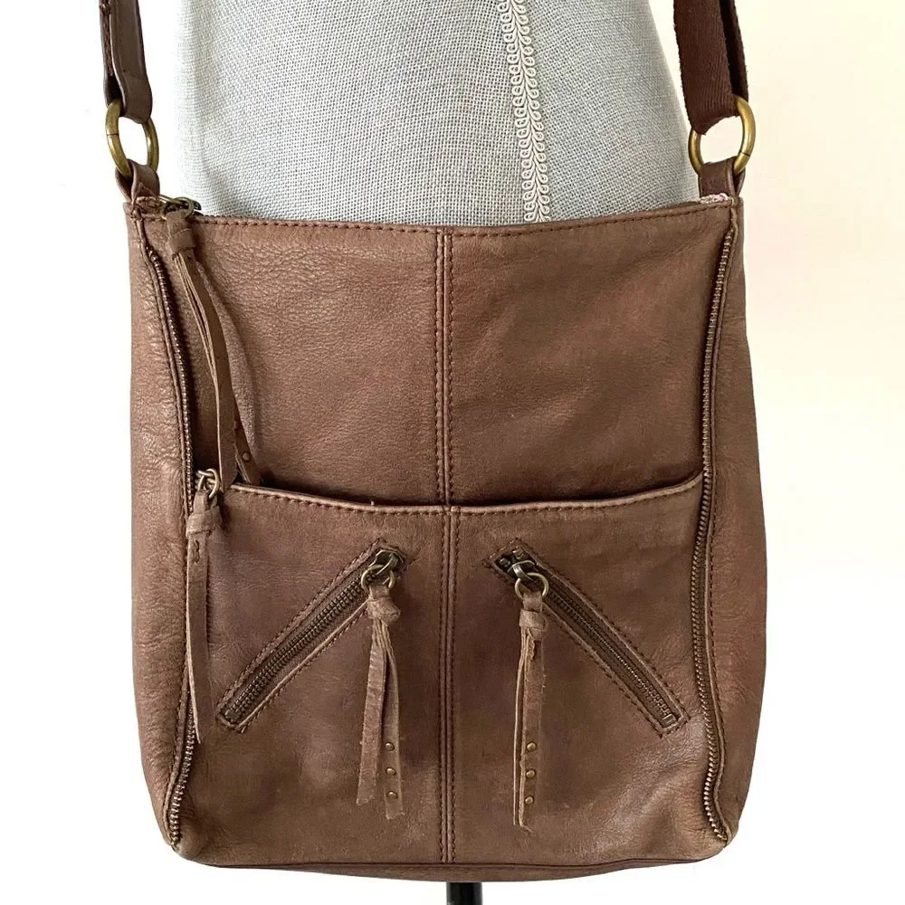 The Sak Lucia Crossbody Leather Bag Zipper & Fridge Accent